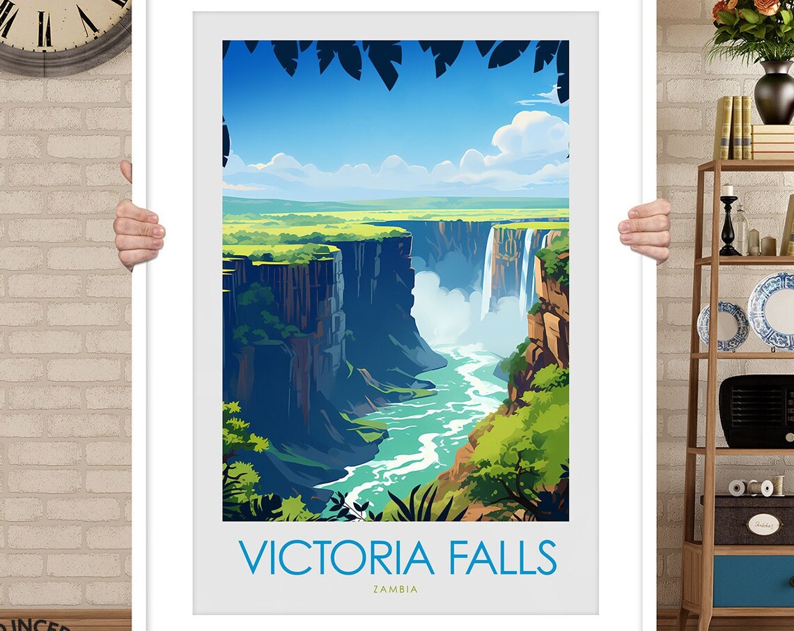 Victoria Falls Zambia Waterfall Gorge Aerial View Travel Poster - Image 3