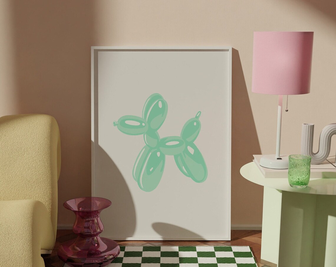 Balloon Dog Decor, Preppy Room Art Print