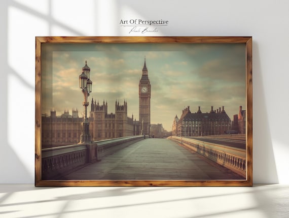Westminster Vintage London Cityscape Architecture Oil Painting