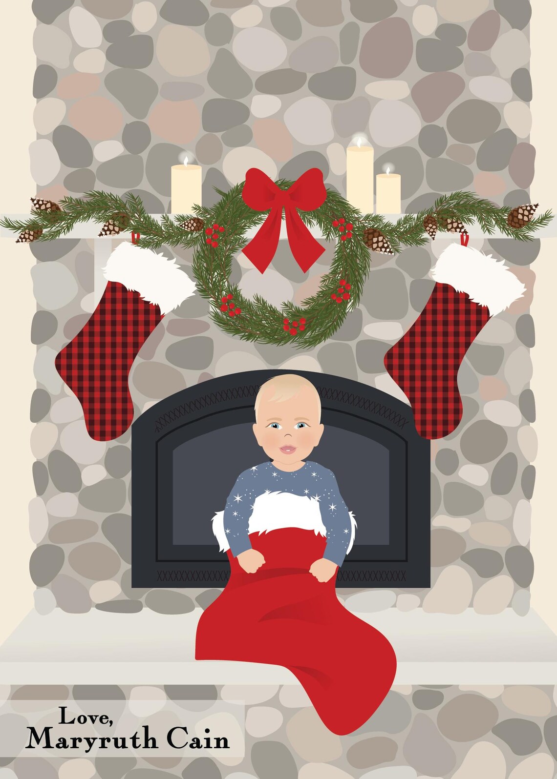 Personalized Christmas Family Portrait Matching Pajamas Poster - Image 2