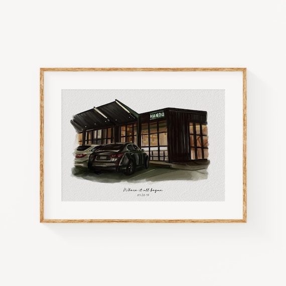 Custom Watercolor Restaurant Portrait Art Print