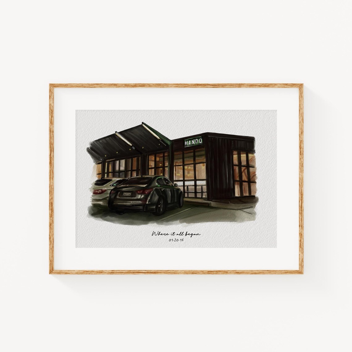 Custom Watercolor Restaurant Portrait Art Print