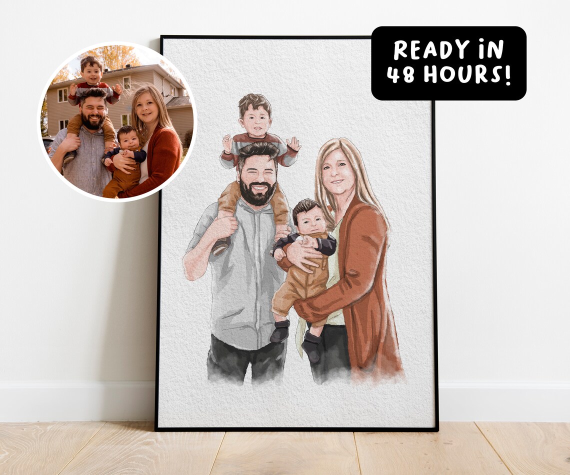 Custom Kids Watercolor Portrait, Personalized Family Keepsake - Image 2