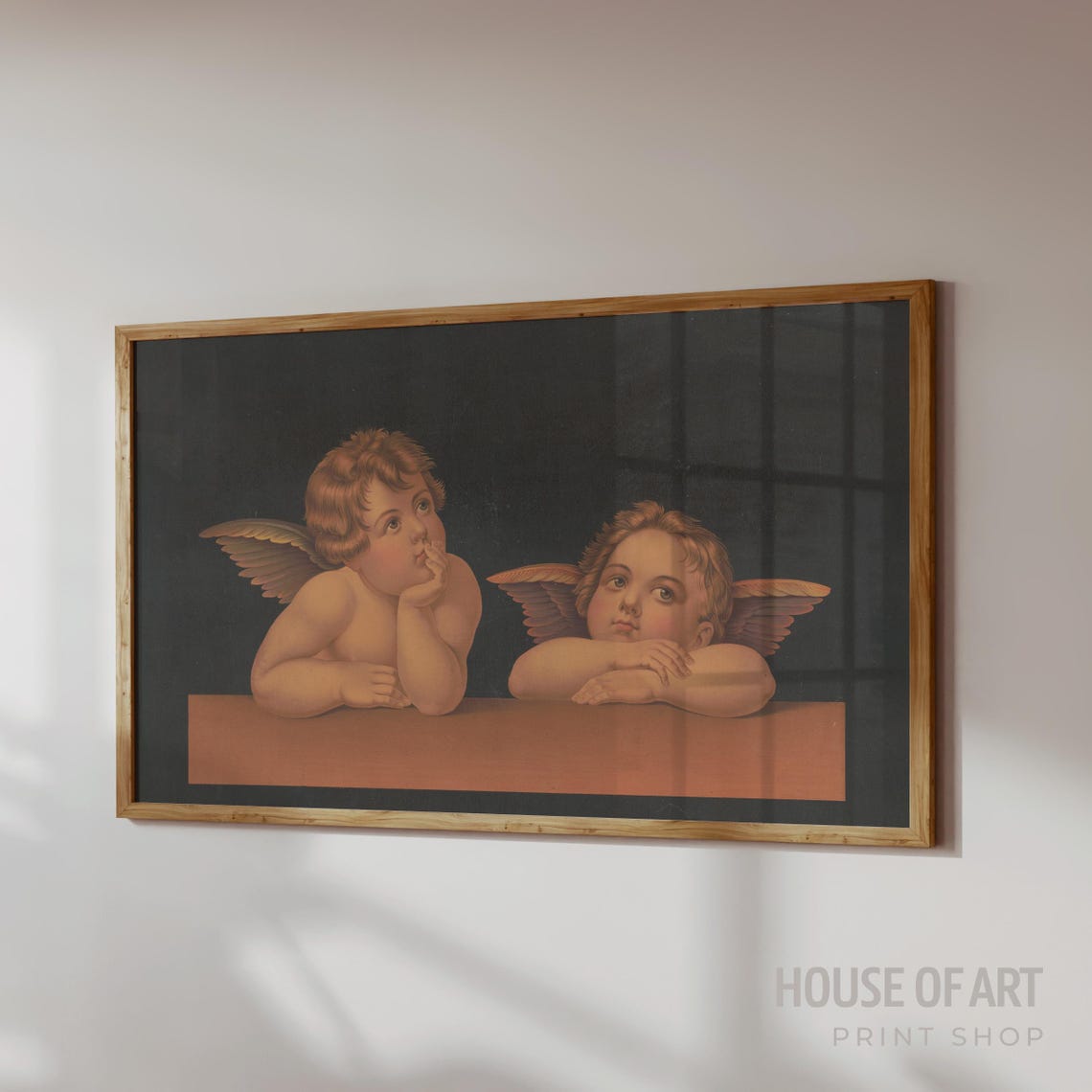 Two Cherubs Leaning On Ledge Classic Renaissance Angel Art Print - Image 2