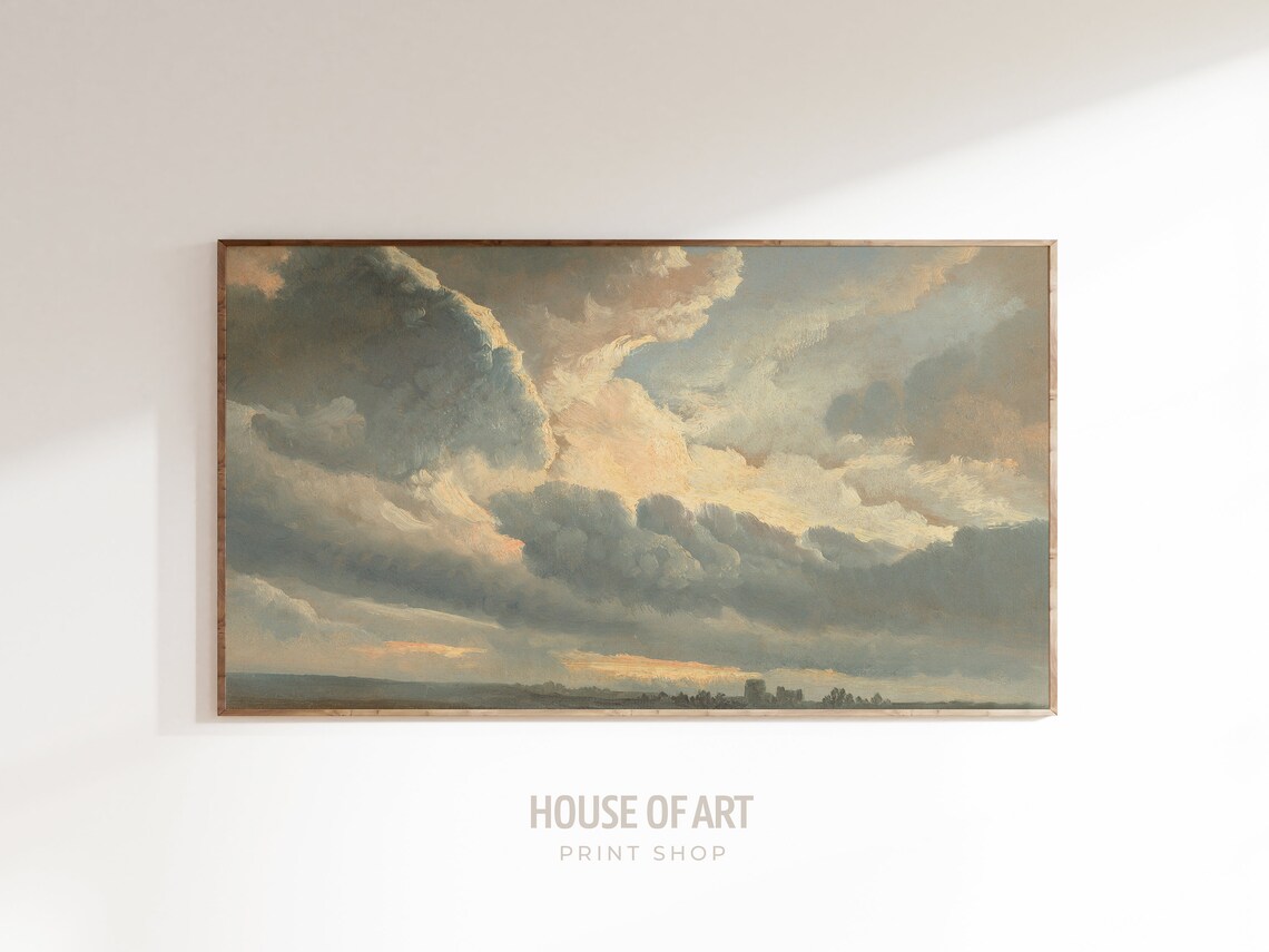 Golden Sunset Clouds Sky Vast Horizon Vintage Oil Painting Poster - Image 3