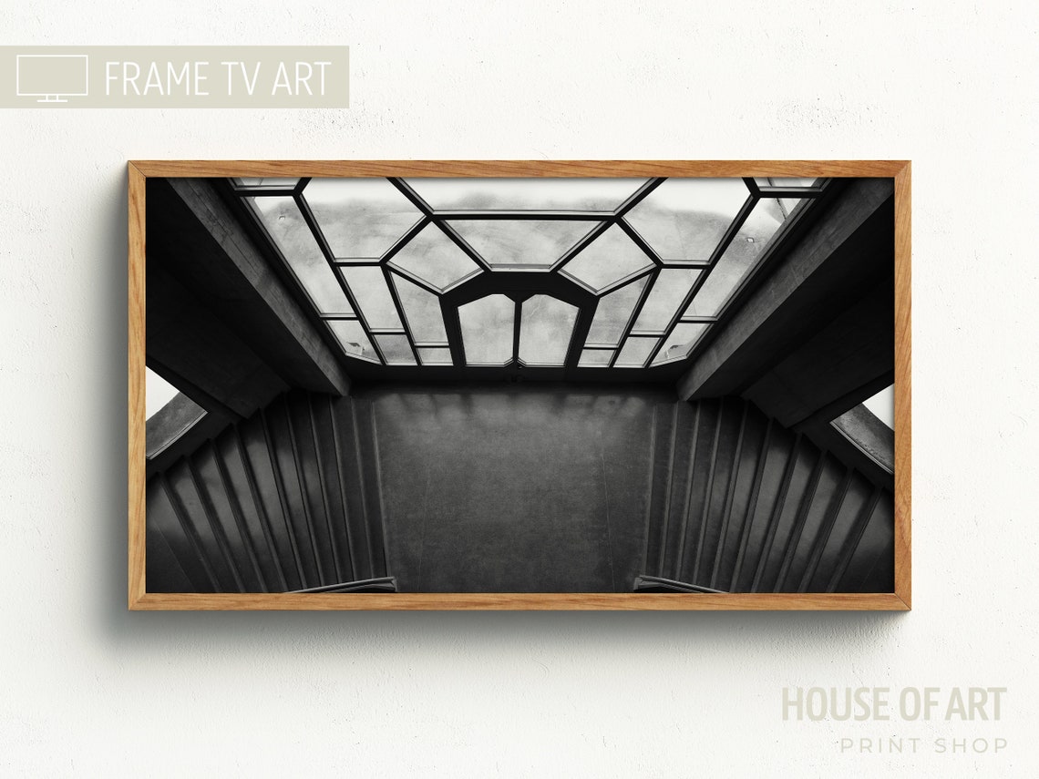 Frame Tv Art Modern Architecture Photography Geometric Contemporary Interior Design Black White Goetheanum - Image 3