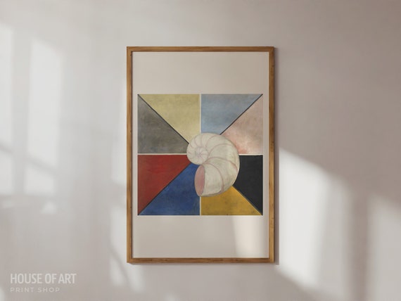 Spiral Seashell Oil Painting Geometric Composition Spiritual Wall Art Eclectic Wall Art Early Abstract Art Wall Art