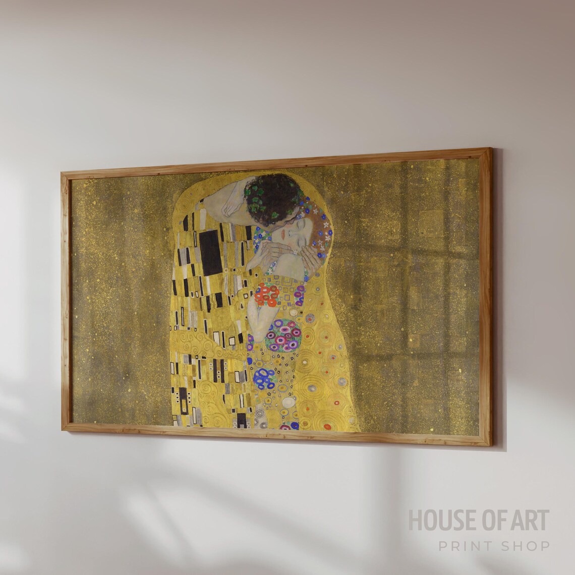 Gustav Klimt The Kiss Golden Romantic Couple Famous Artwork Wall Print - Image 3