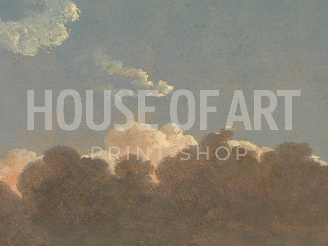 Vintage Cloud Study Dramatic Stormy Sky Warm Sunset Glow Art Print - Image 2