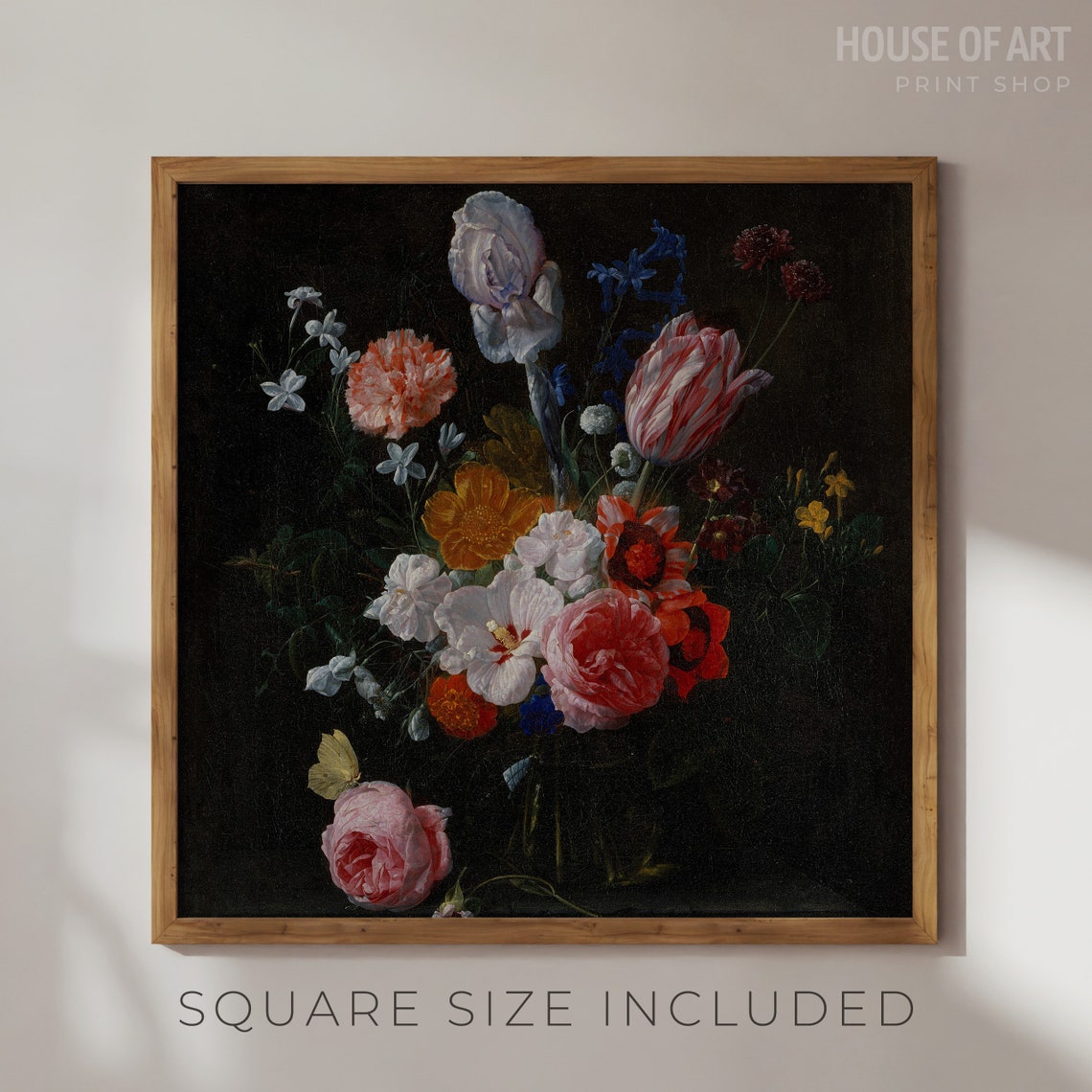 Bouquet Of Flowers Oil Painting Floral Still Life Realistic Artwork Flemish Baroque Painting Moody Romantic Art Wall Art - Image 2