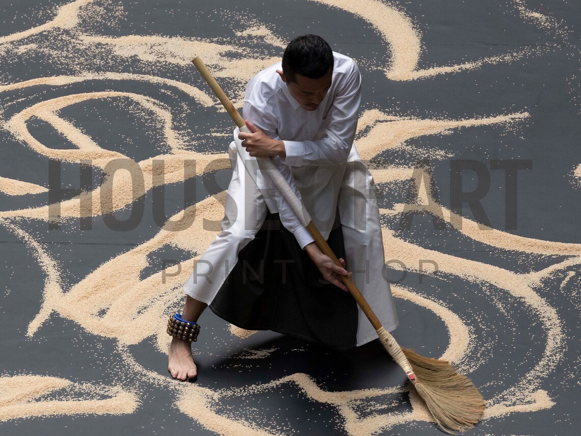 Sand Sweeping Artist Waves Aerial Contemporary Photography Art Print - Image 2