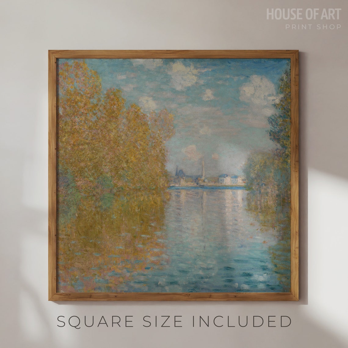 Impressionist Autumn River Golden Poplars Reflective Water Oil Poster - Image 2