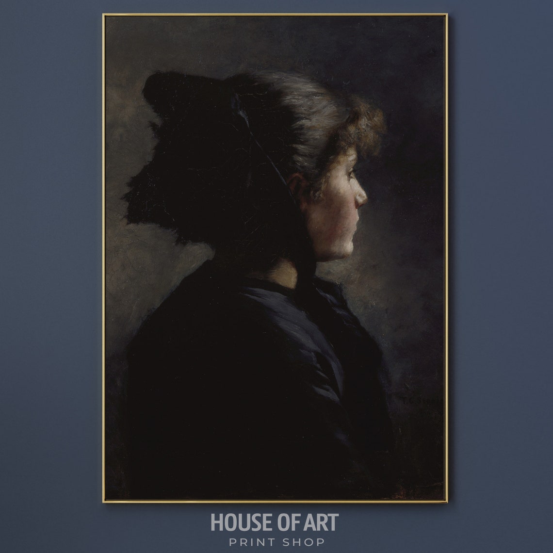 Moody Portrait Print Dark Academia Painting Vintage Moody Wall Art Young Girl Artful Art Muted Neutral Decor Farmhouse Wall Art - Image 3