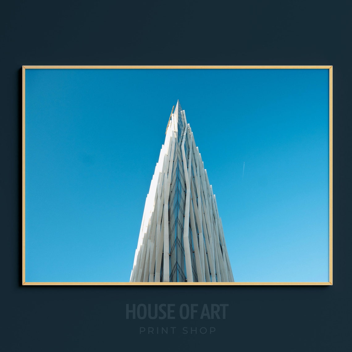 Barcelona Modern Skyscraper Ribbed Facade Blue Sky Photo Poster - Image 3