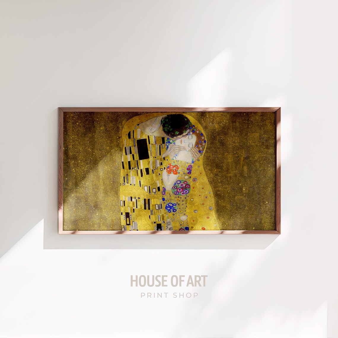 Gustav Klimt The Kiss Golden Romantic Couple Famous Artwork Wall Print - Image 2