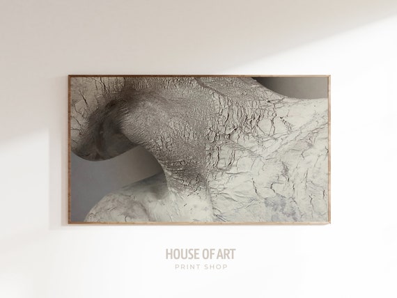 Frame Tv Art 4k Beige And White Clay On Skin Photography Minimal Human Shape Neck Artwork Minimal Broken Ceramic