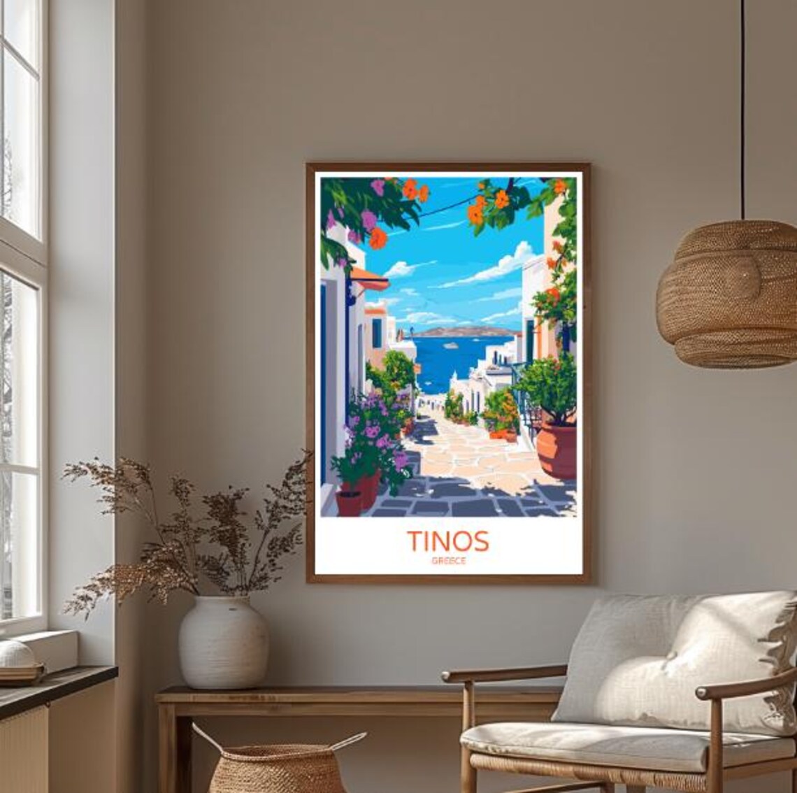 Tinos Greece Travel Poster Beautiful Wall Art Of Greek Island Traditional White Villages Aegean Sea View Gift Idea - Image 3