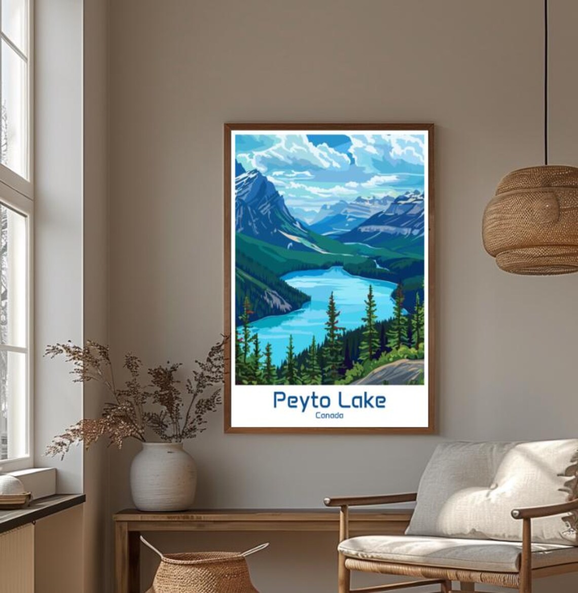 Peyto Lake Canada Turquoise Alpine Lake Banff Area Travel Poster - Image 4