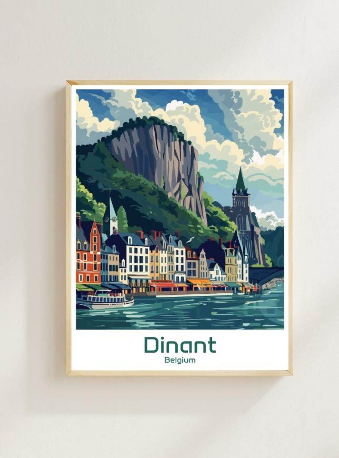 Dinant Belgium Meuse River Citadel Cliff Town Riverside Poster