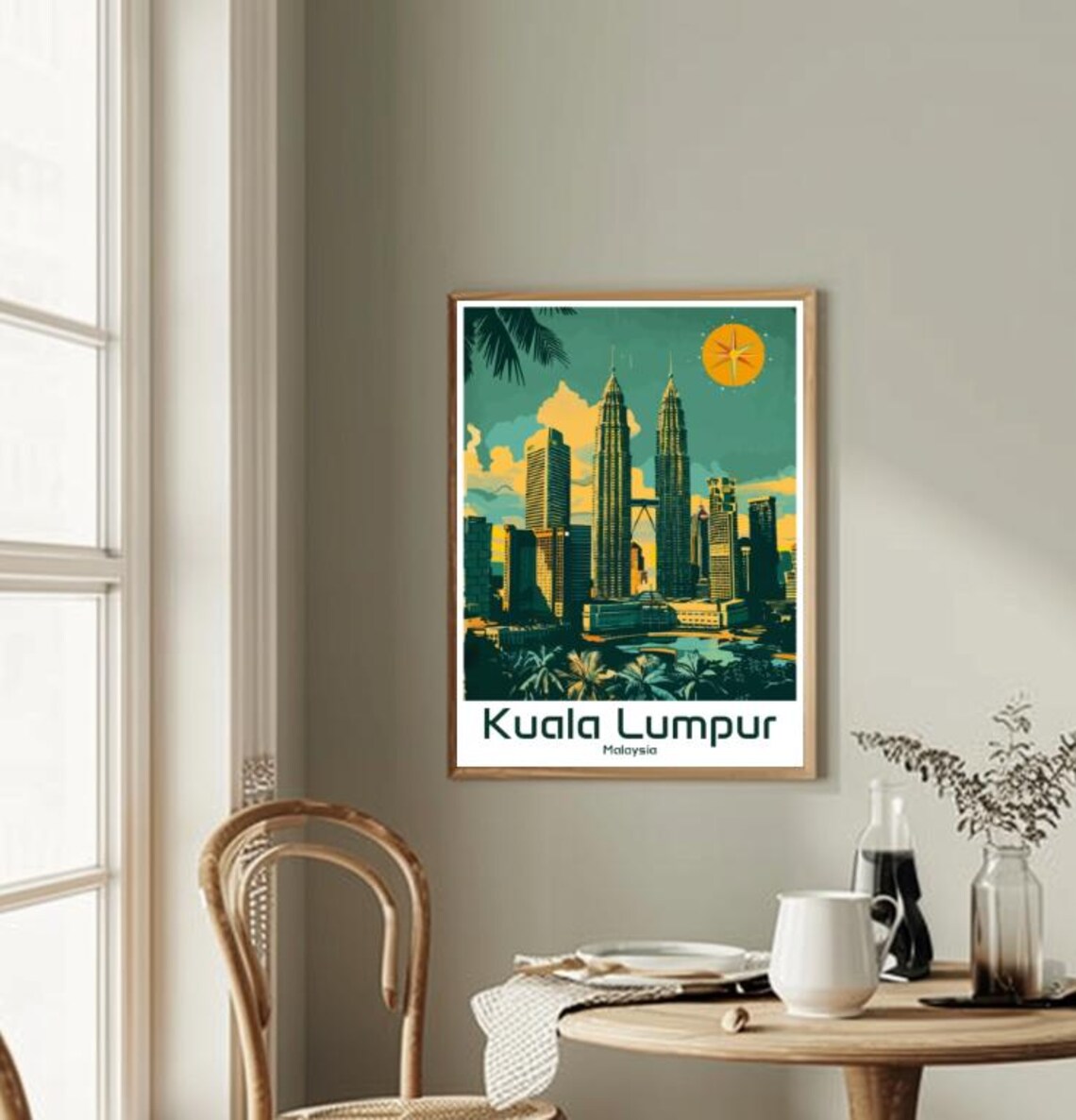 Kuala Lumpur Malaysia Petronas Twin Towers Skyline Travel Poster - Image 2