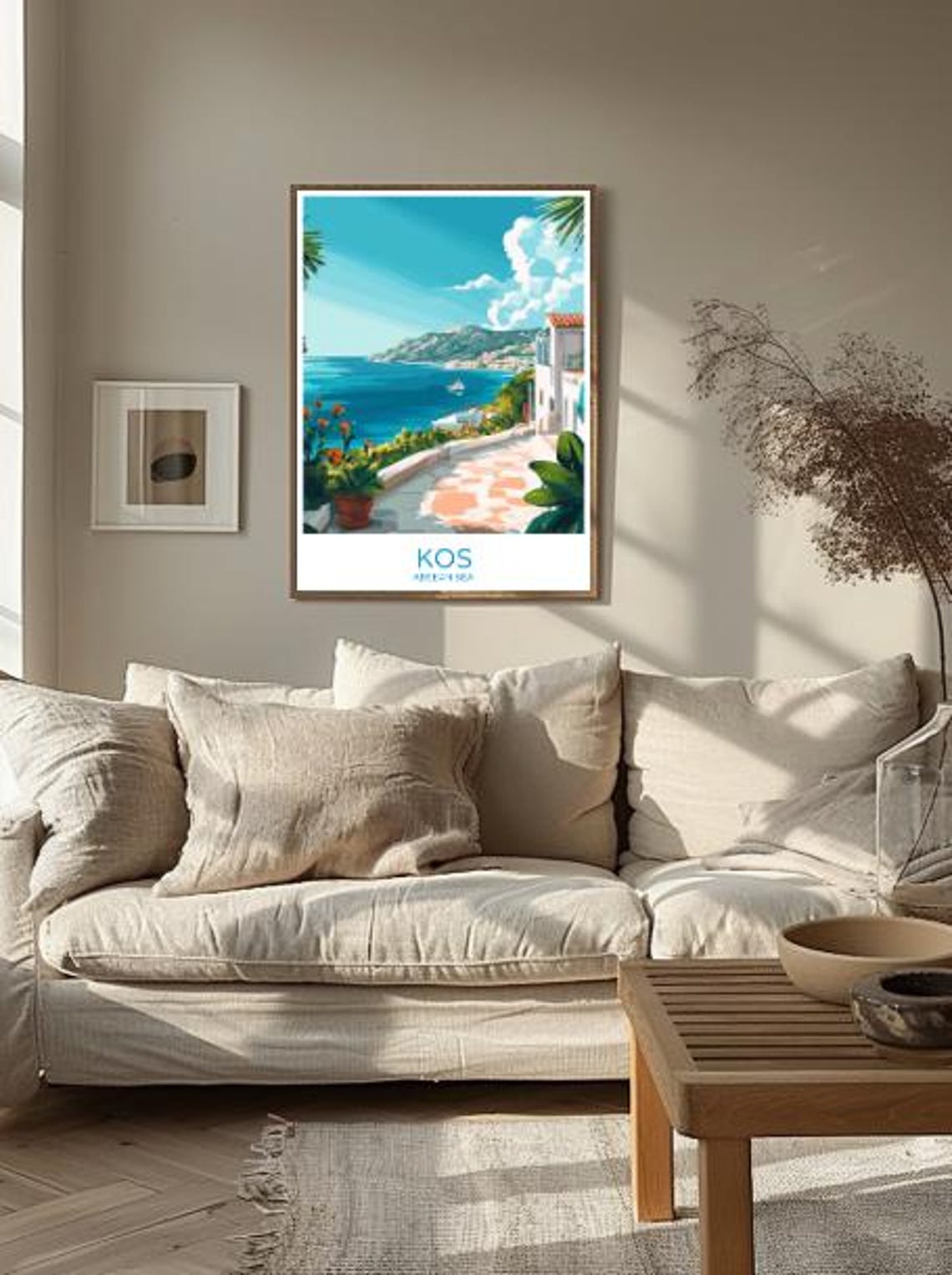 Kos Aegean Sea Greece Coastal Terrace White Villa Ocean View Poster - Image 2