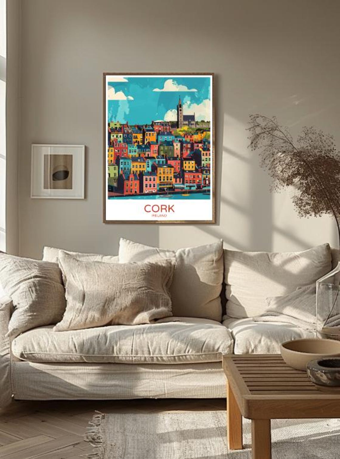 Cork Colorful Hillside Harbor Town Illustrated Ireland Travel Poster - Image 2