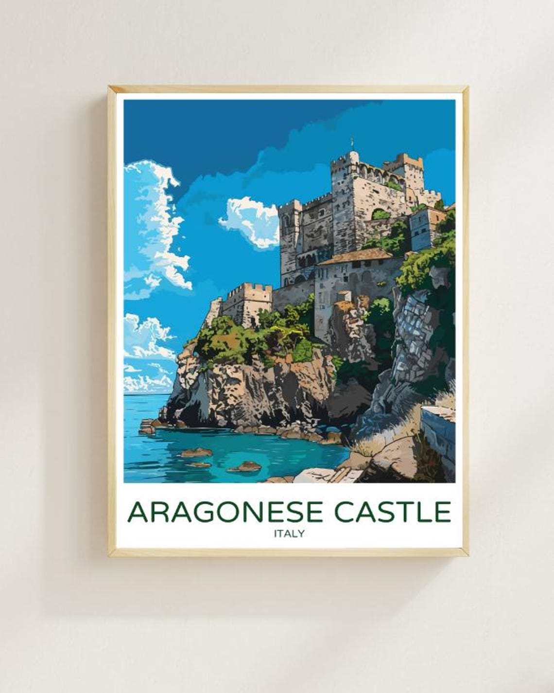 Aragonese Castle Italy Seaside Cliff Fortress Coastal View Poster