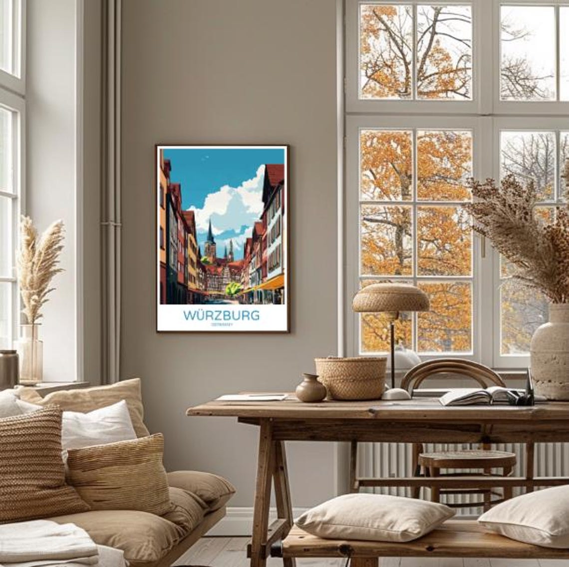 Wrzburg Germany Travel Poster Historic City Wall Art Marienberg Fortress Print German Landscape Artwork Vintage Travel Poster - Image 4