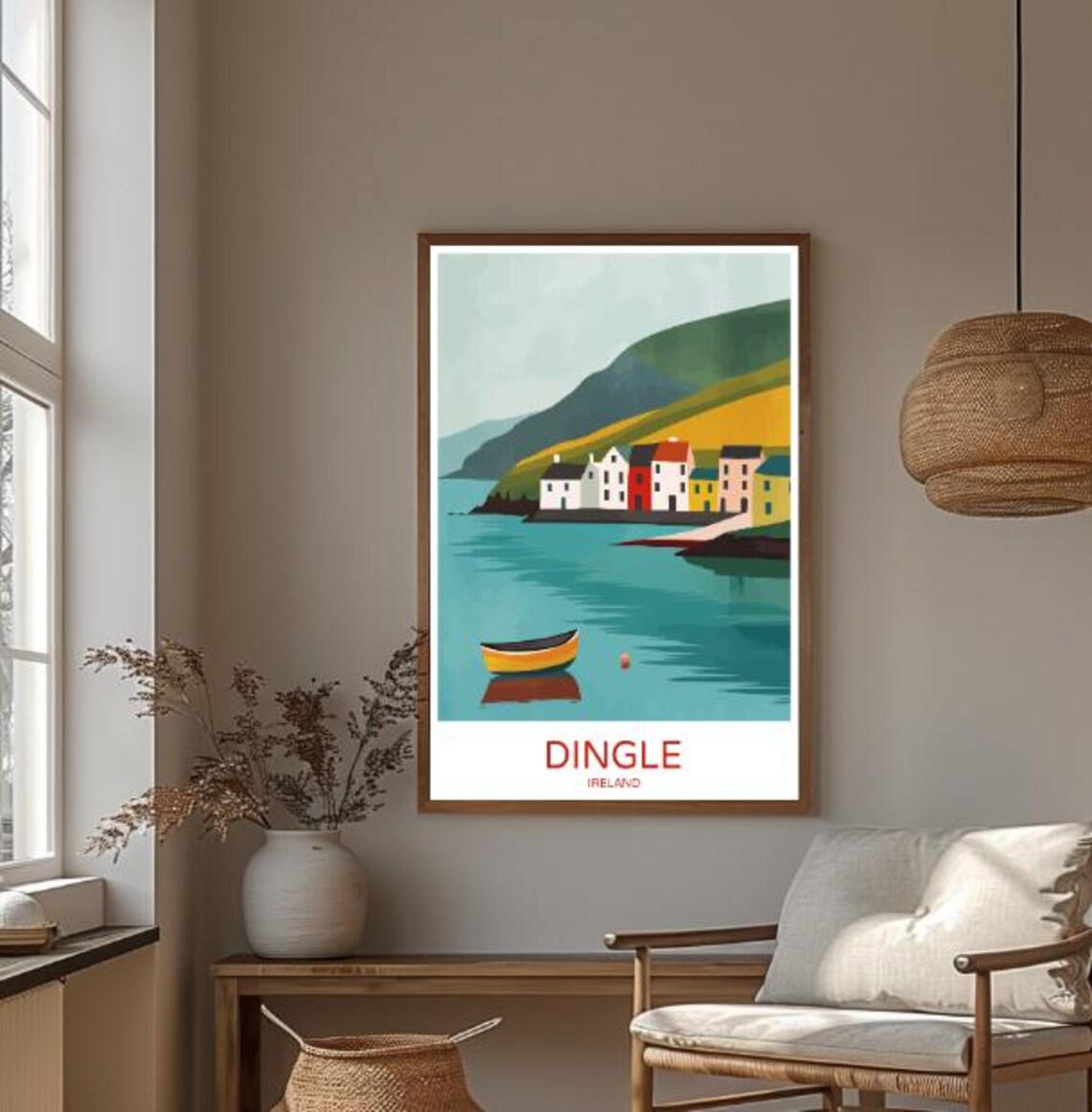 Dingle Ireland Colorful Harbor Houses and Yellow Boat Poster - Image 3