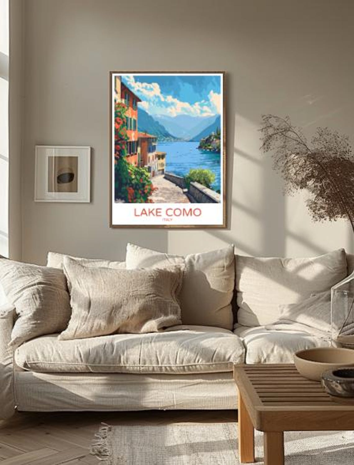 Lake Como Italy Lakeside Villas Mountain Backdrop Village Path Poster - Image 2