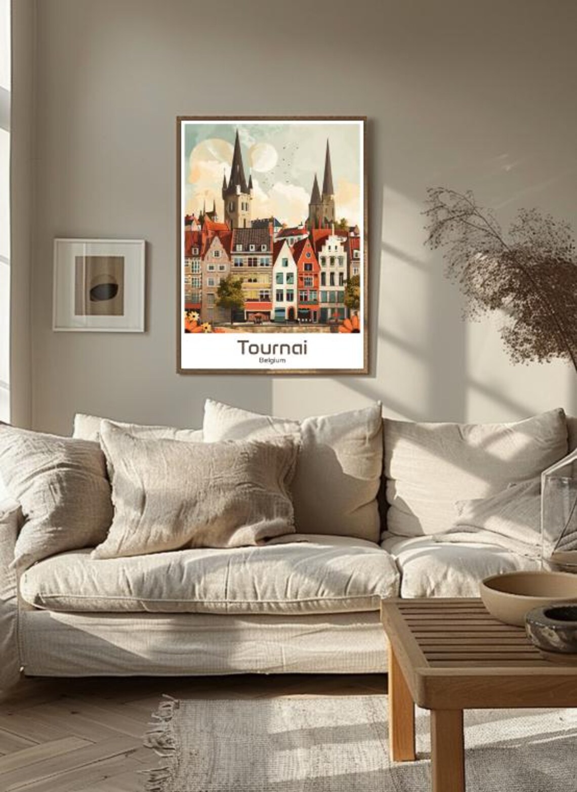 Tournai Travel Poster Belgium Cityscape Wall Art Historic Cathedral Print Tournai Belfry Decor European Artwork For Home - Image 3