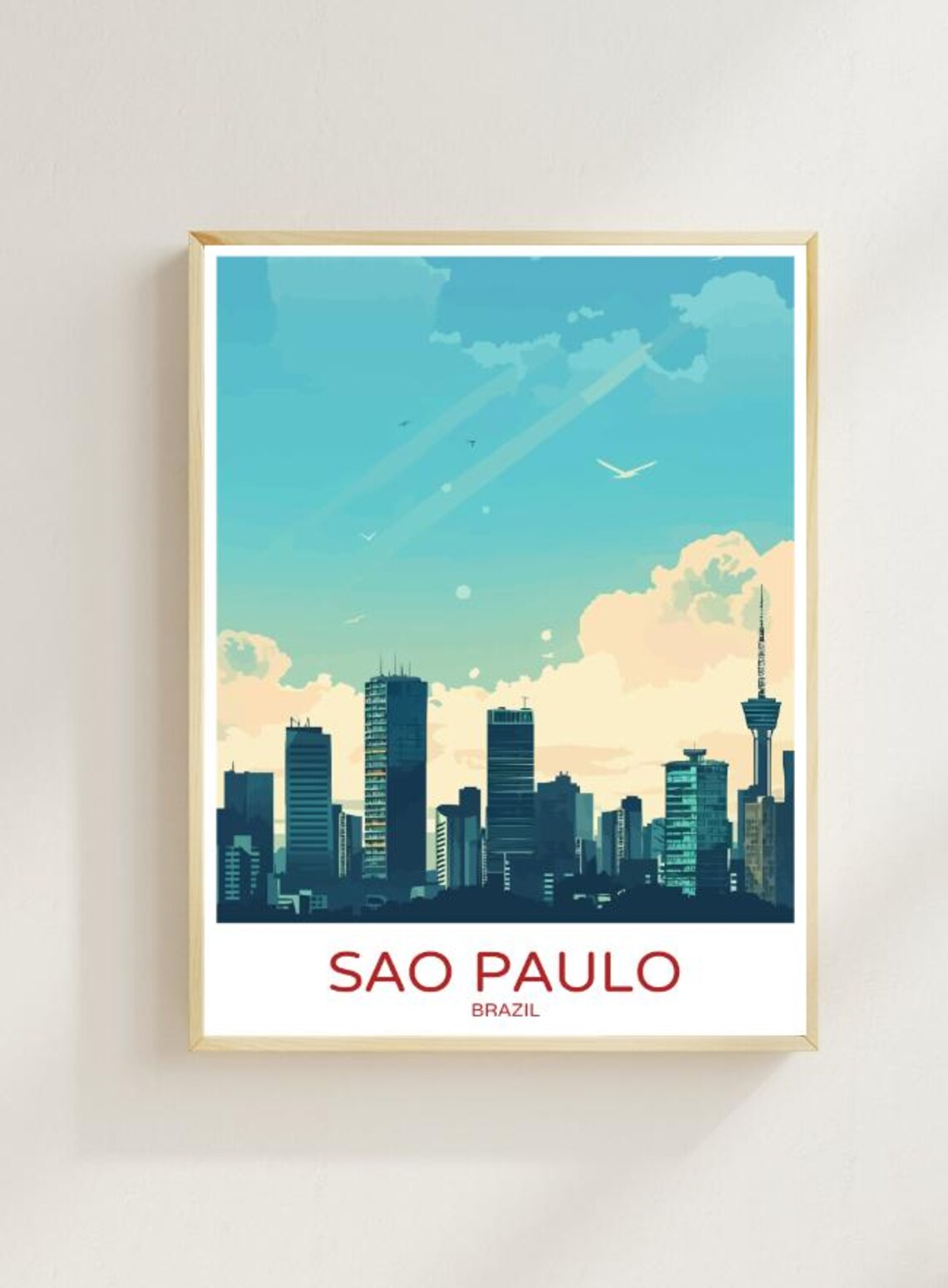 Sao Paulo Brazil Skyline Tower Minimalist Cityscape Travel Poster