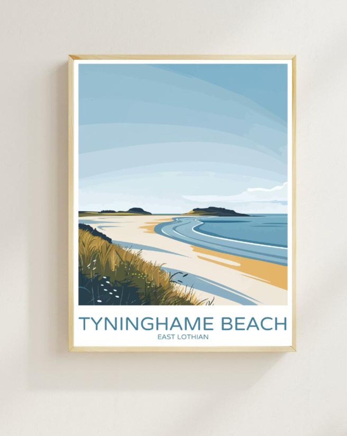 Tyninghame Beach Scotland Illustrated Shoreline Travel Poster