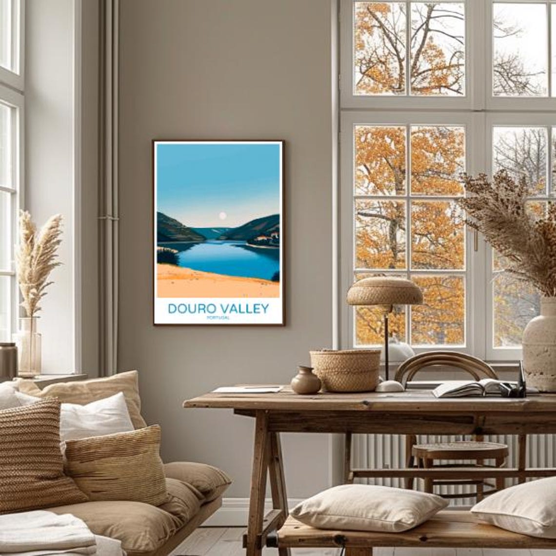 Douro Valley Portugal River Vineyard Hills Moonrise Travel Poster - Image 4