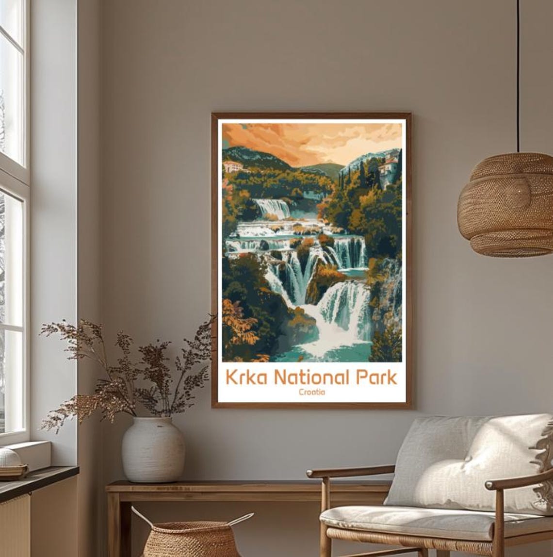 Krka National Park Croatia Tiered Waterfalls Valley Scenic Poster - Image 4