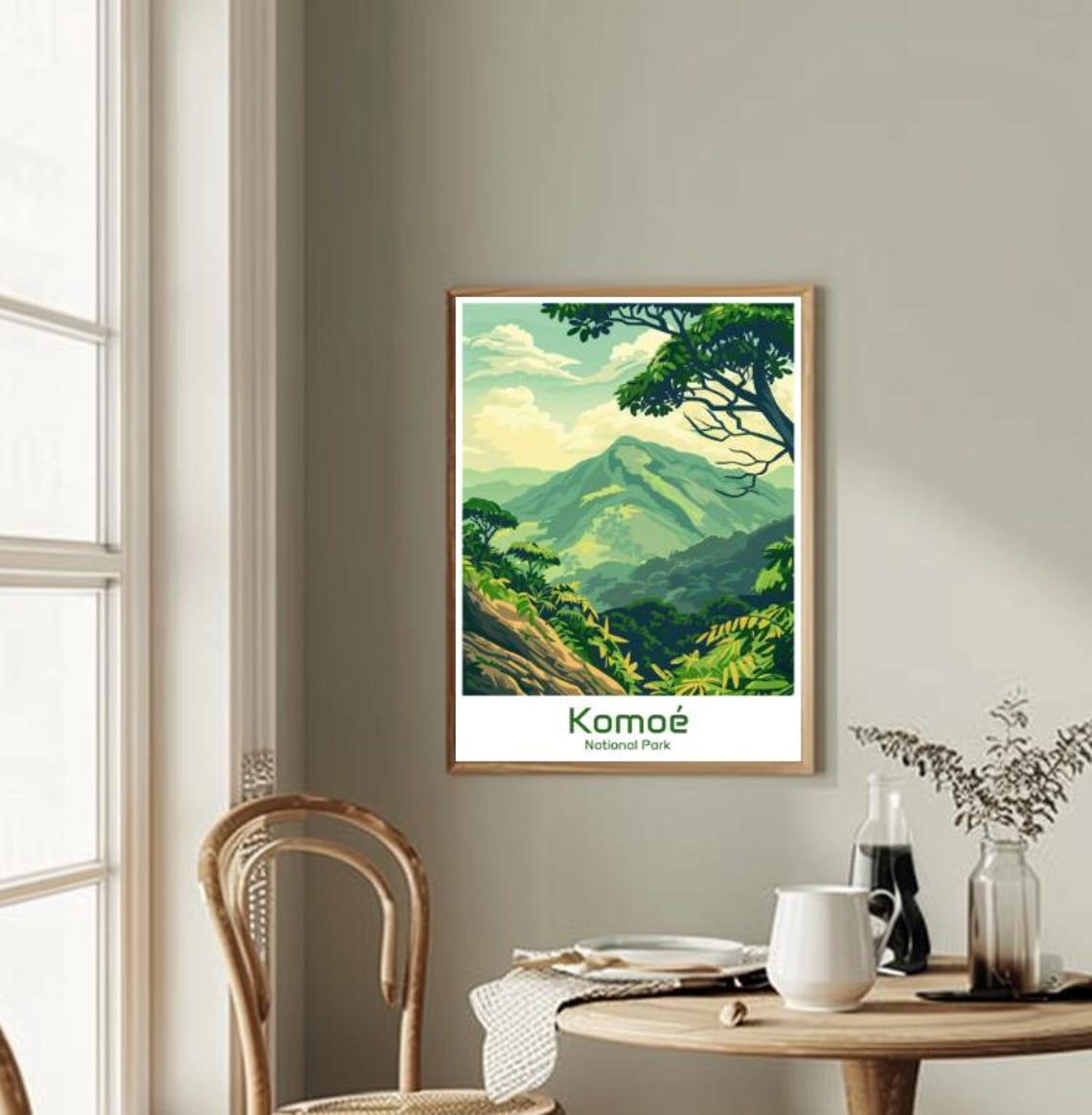 Komoe National Park Green Mountain Valley Jungle Landscape Poster - Image 2