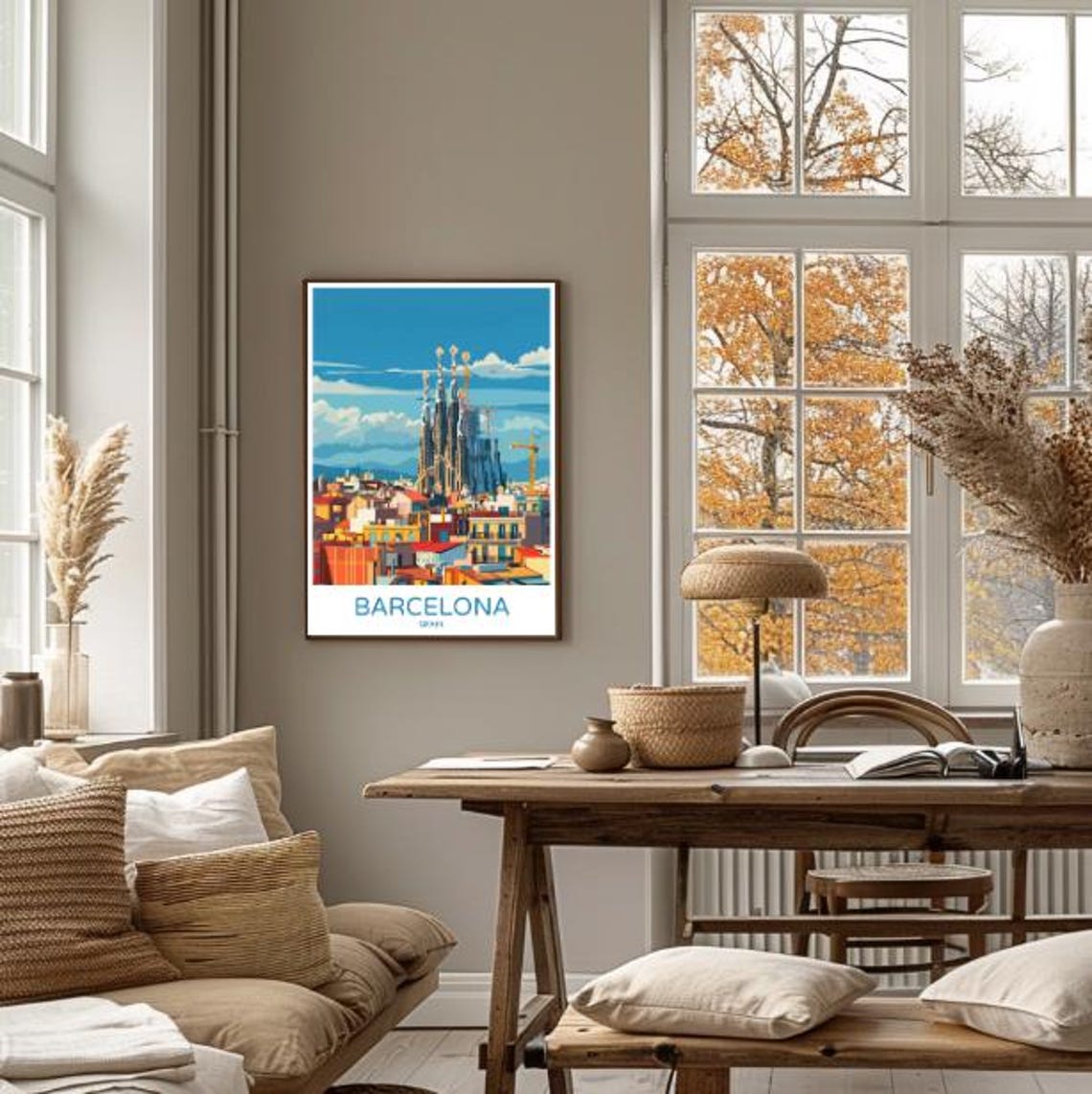 Barcelona Spain Sagrada Familia Rooftops Skyline Travel Poster - Image 4