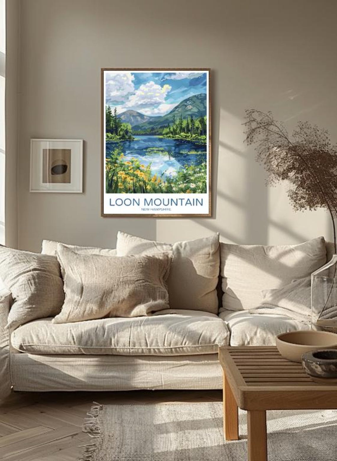 Loon Mountain New Hampshire Lake Wildflowers Colorful Travel Poster - Image 3