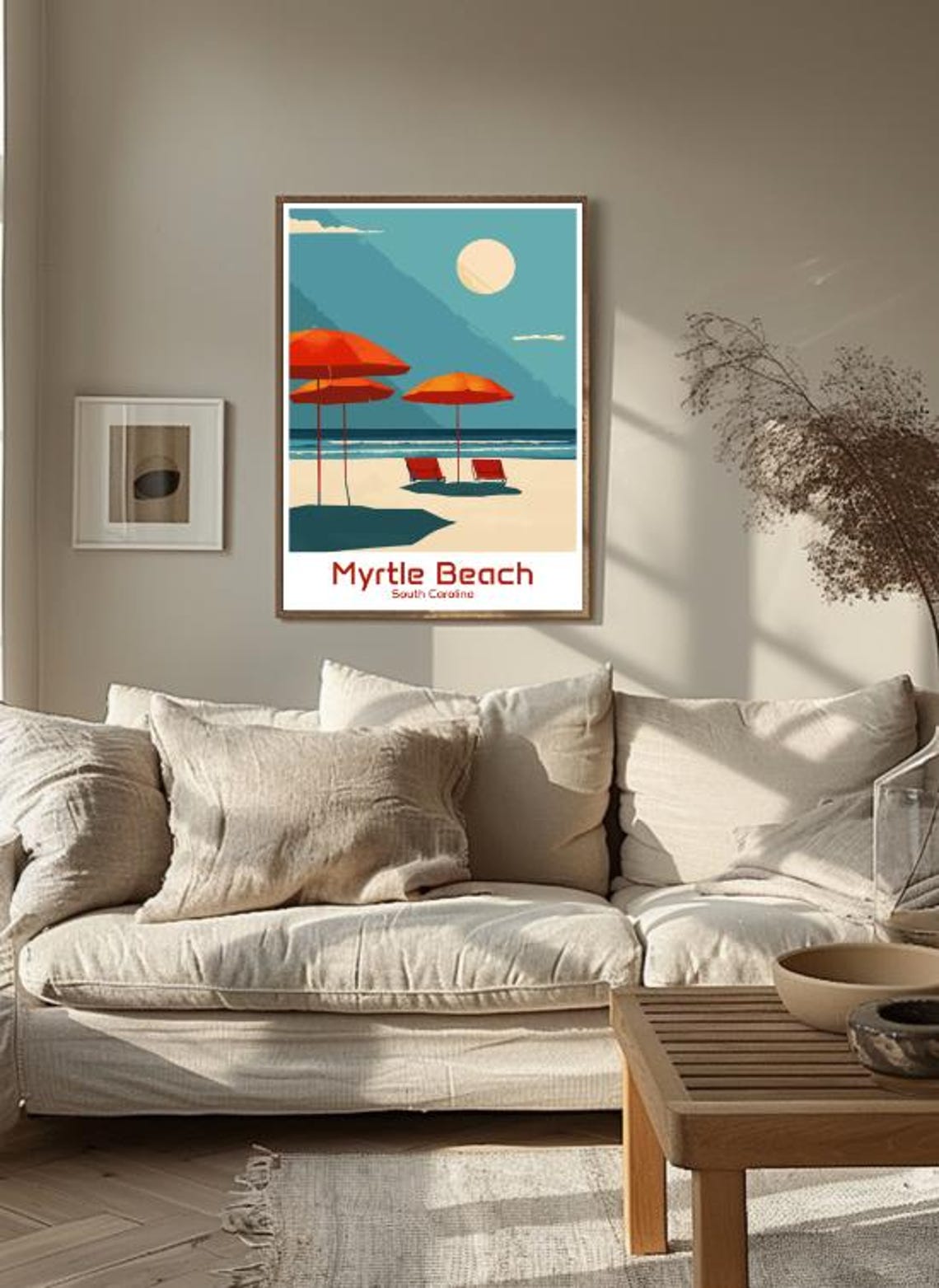 Myrtle Beach South Carolina Minimalist Umbrella Retro Poster - Image 3
