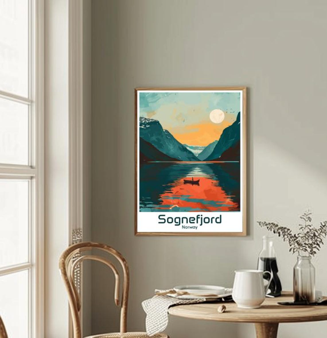 Sognefjord Travel Poster Norway Scenic Fjord Wall Art Majestic Landscape Print Nordic Nature Decor Mountain View Europe Travel Gift - Image 2
