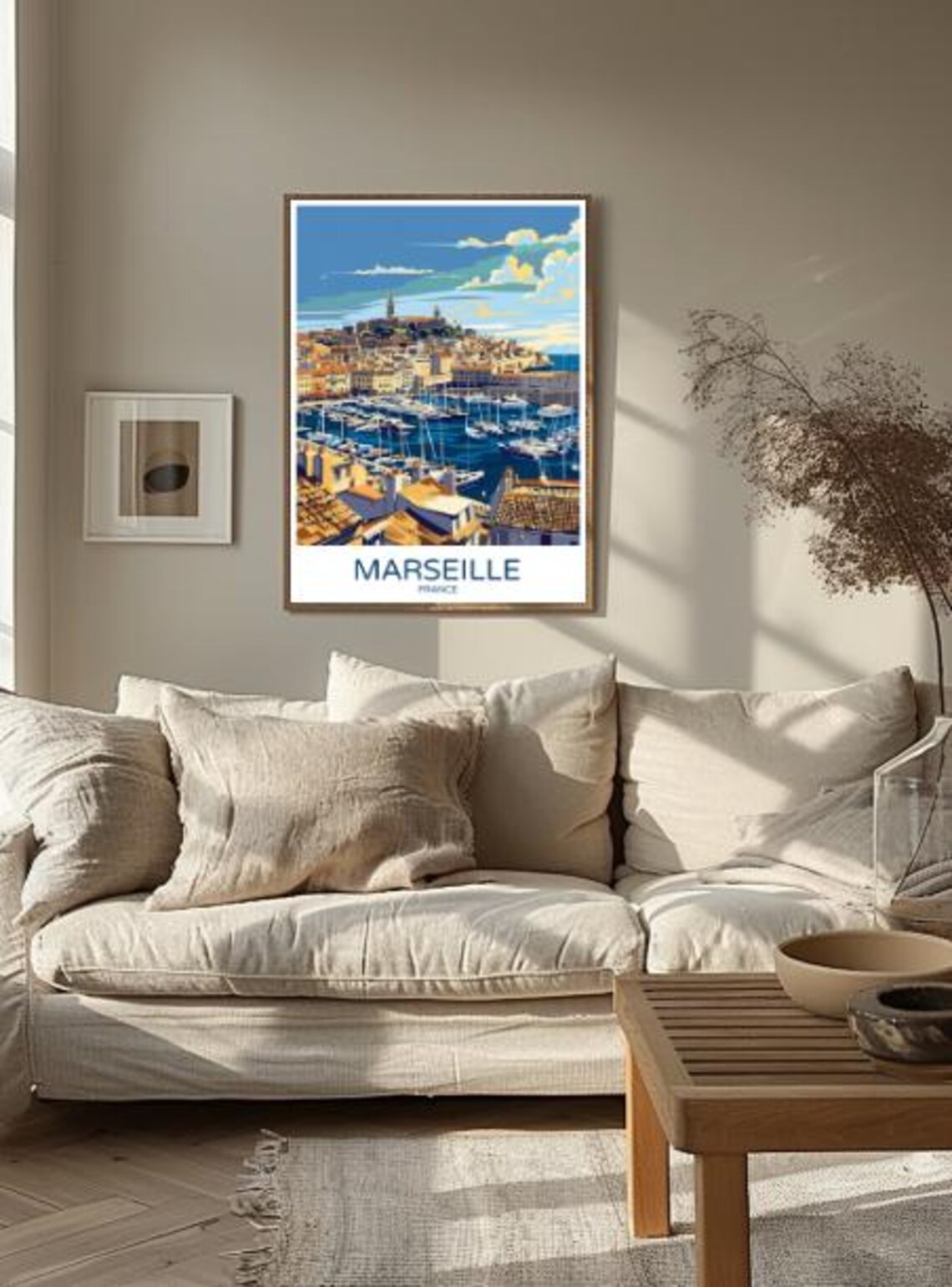 Marseille France Old Port Marina With Basilica Travel Poster - Image 2
