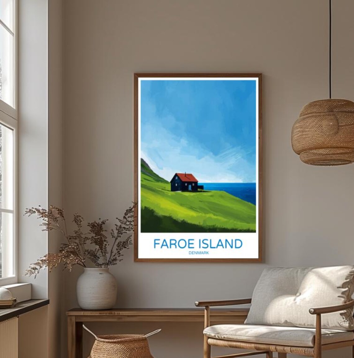 Faroe Island Denmark Lone Cliffside House Ocean View Art Poster - Image 4
