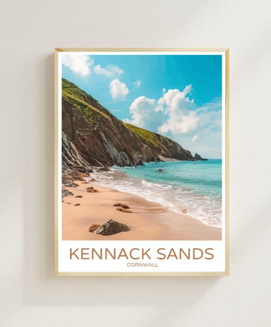 Kennack Sands Cornwall Beach Poster With Cliffs Turquoise Waves