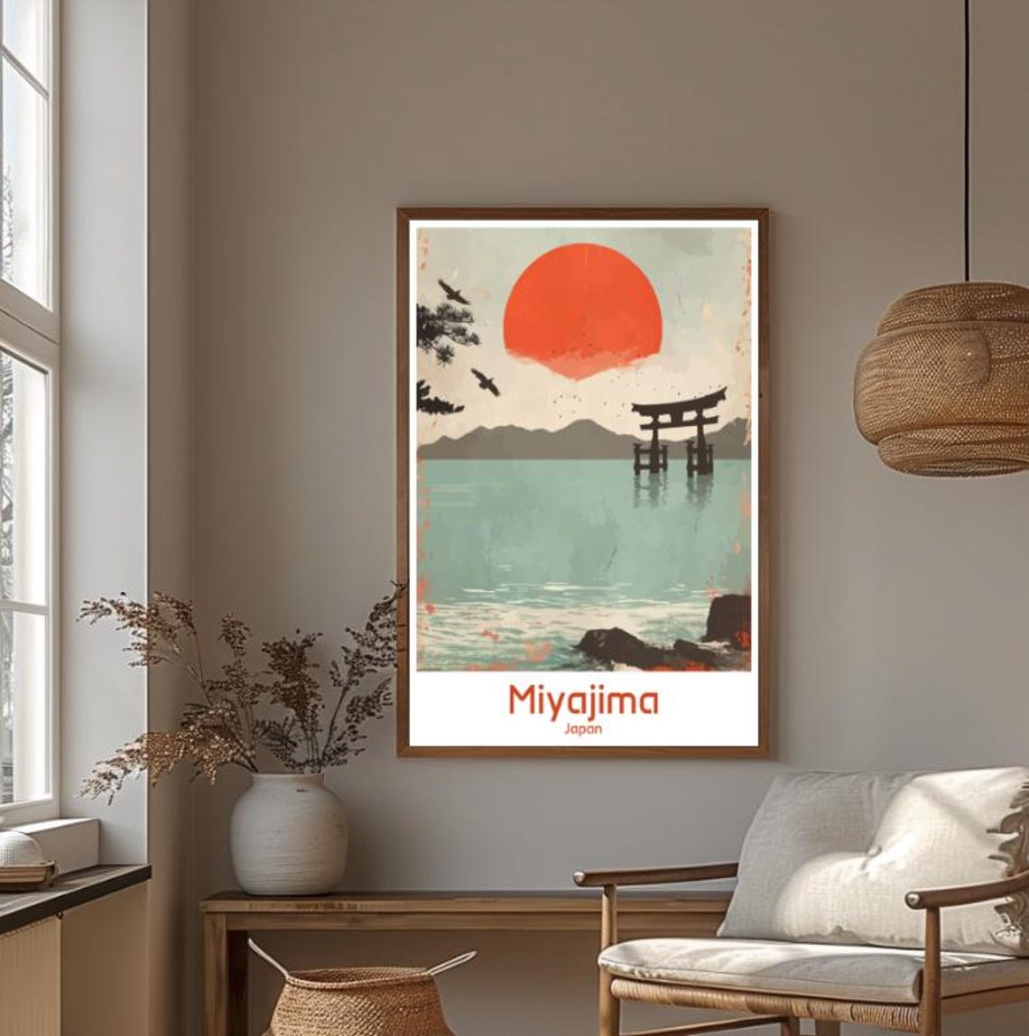 Miyajima Japan Itsukushima Floating Torii Gate Sunset Travel Poster - Image 4
