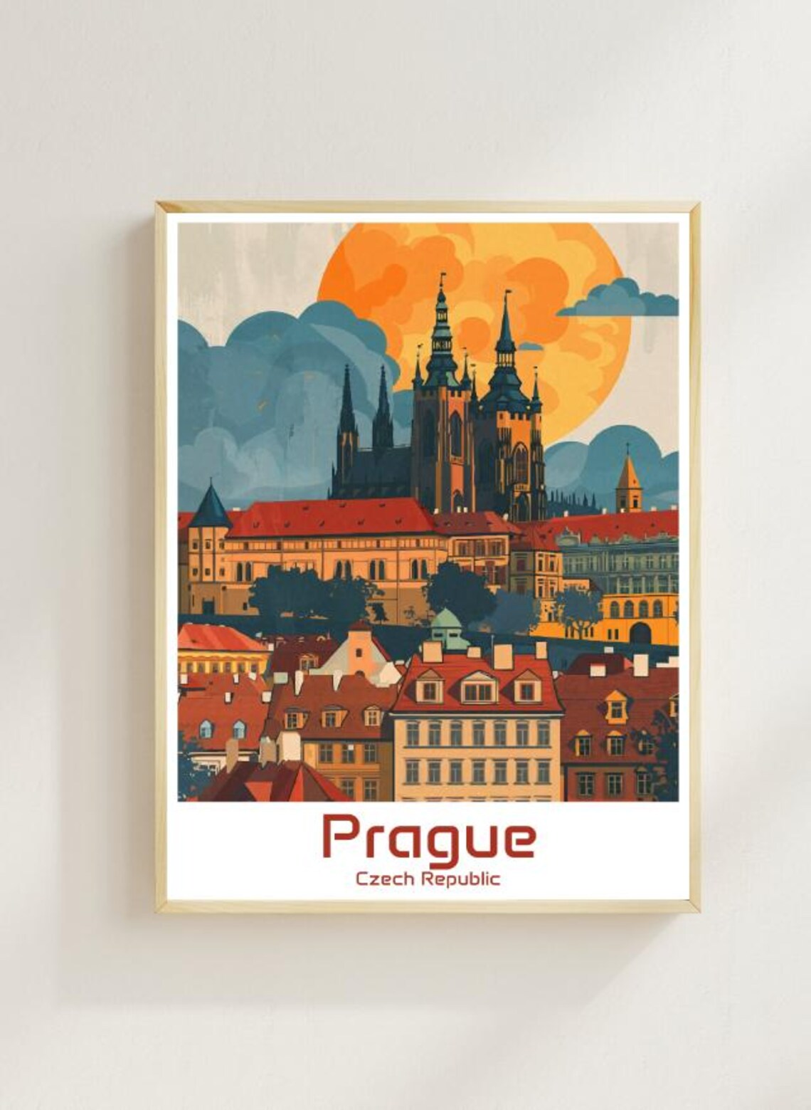 Prague Czech Republic Castle Cathedral Sunset Old Town Poster