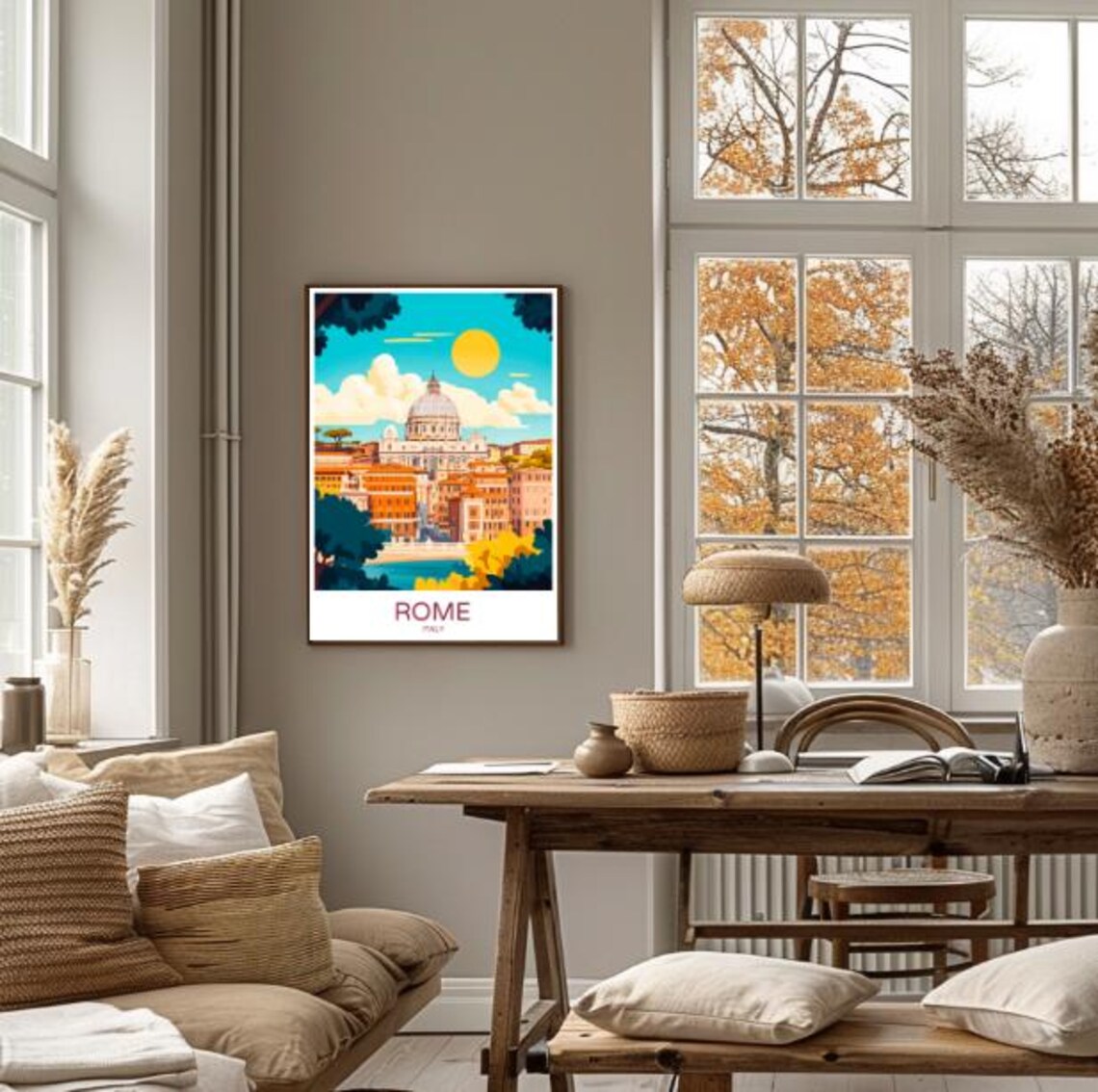 Rome Italy Vatican St Peters Basilica Sunset Vintage Travel Poster - Image 4