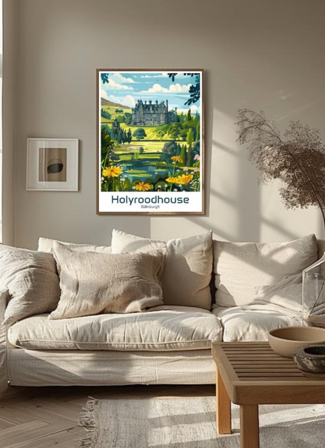 Holyroodhouse Edinburgh Palace Gardens Flowers Vintage Travel Poster - Image 3