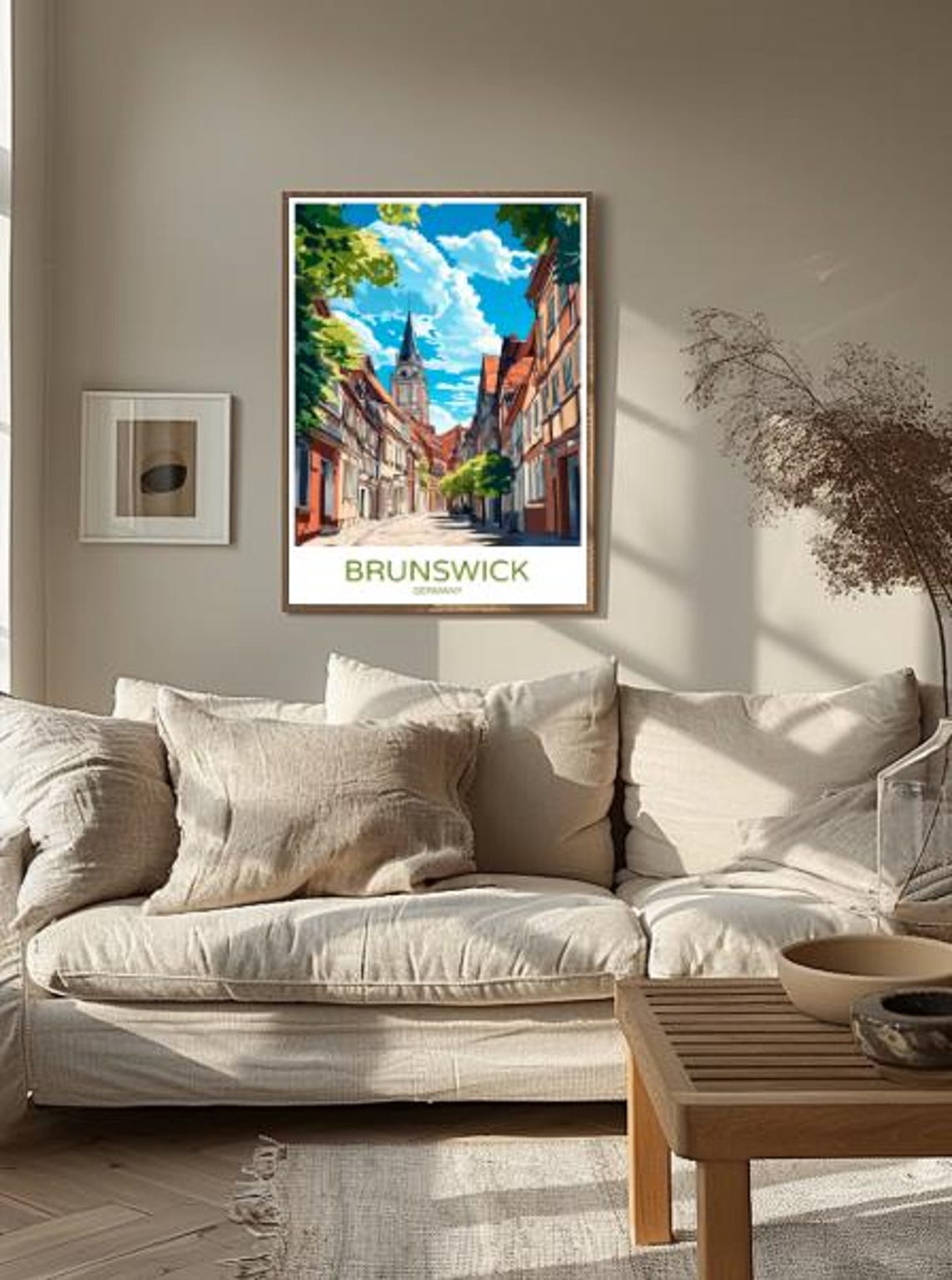Brunswick Germany Travel Poster with Half-Timbered Streets and Church - Image 2