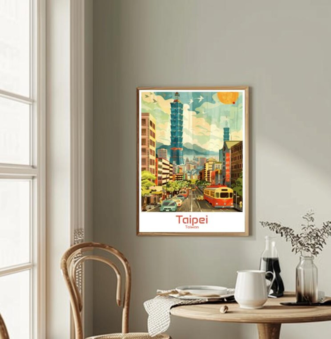 Taipei Taiwan Taipei 101 Streetcar Street Scene Travel Poster - Image 2