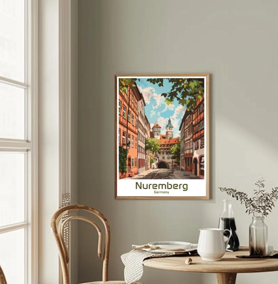 Nuremberg Germany Old Town Medieval Street Gate Scene Poster - Image 2
